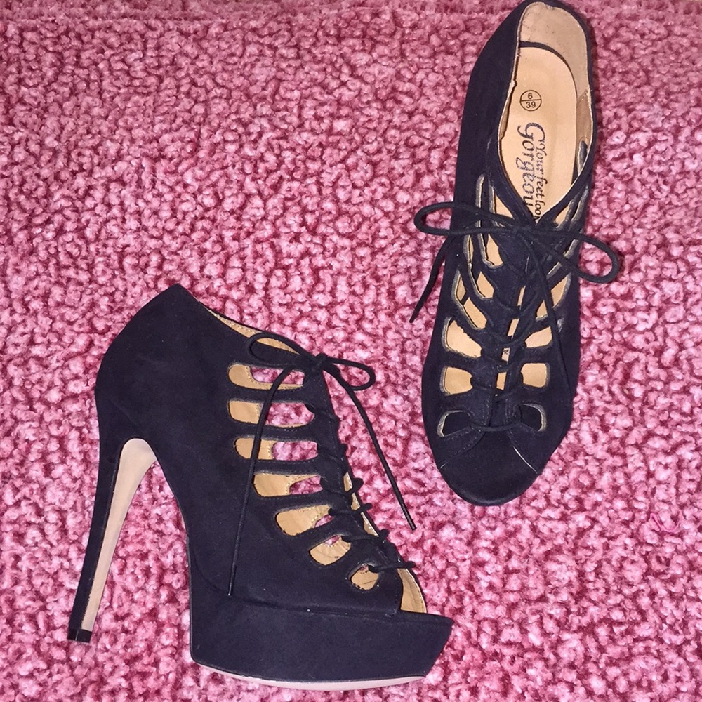 New look, black, open toe, stiletto heel